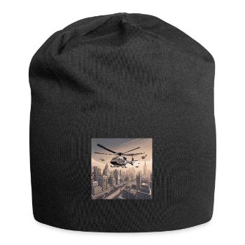 Helicopters Over Urban Cityscape - Jersey Beanie - black - Front