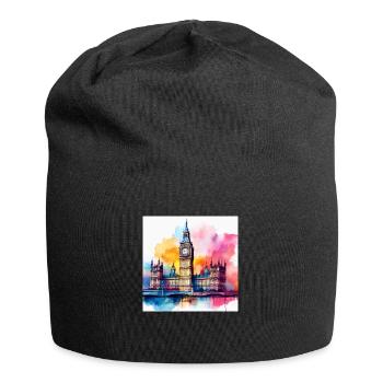 Big Ben Watercolour Splash Art - Jersey Beanie - black - Front