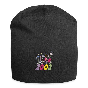 Year of birth 2003 wildflowers - Jersey Beanie - charcoal grey - Front