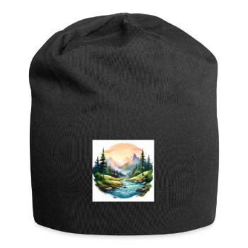 Scenic Mountain River Art - Jersey Beanie - black - Front
