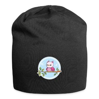 Niedliche Eule auf einem Ast - Jersey-Beanie - Schwarz - Vorne