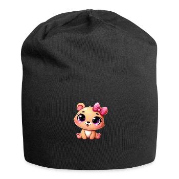 Ours à arc mignon - Adorable et ludique - Bonnet en jersey - noir - Devant