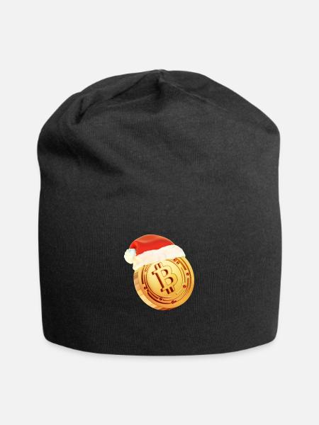 Weihnachtliches Bitcoin Design – Krypto Weihnachts - Jersey-Beanie - Schwarz