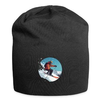 Pulverschnee und Action: Spüre die Winterfreiheit! - Jersey-Beanie - Schwarz - Vorne