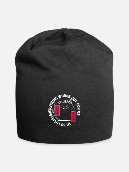 Miau-magischer Glück - Jersey-Beanie - Schwarz