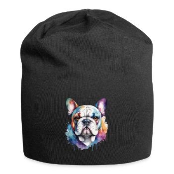 Französische Bulldogge Cool Cool Bunt - Jersey-Beanie - Schwarz - Vorne