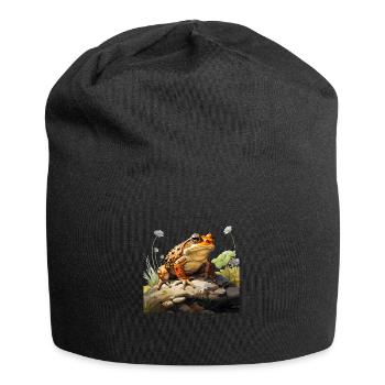 Kröte in Lauerstellung - Jersey-Beanie - Schwarz - Vorne