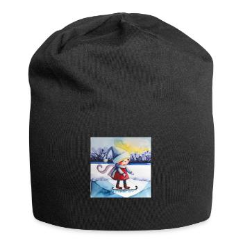 Ein bisschen Frost - Jersey-Beanie - Schwarz - Vorne