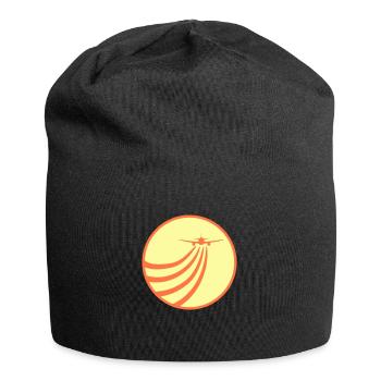Flugzeug fliegt in die Sonne Fliegen Streifen Rund - Jersey-Beanie - Schwarz - Vorne