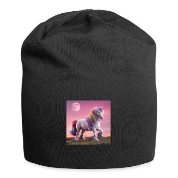 Licorne de nuit de pleine lune - Bonnet en jersey - noir - Devant