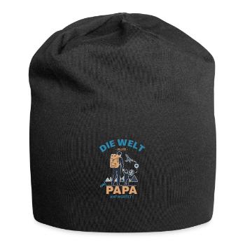 Die Welt ruft Reisender Papa - Jersey-Beanie - Schwarz - Vorne