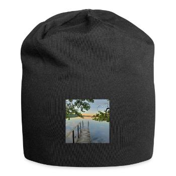 Lake view cottage from pier - Jersey Beanie - black - Front