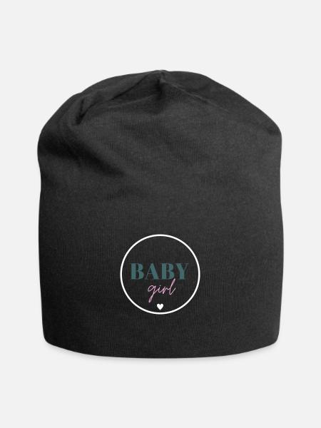 baby girl - Circle simple with heart - Jersey Beanie - black
