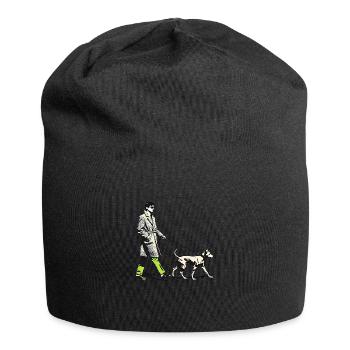 Gehen Sie mit dem Hund spazieren - Jersey-Beanie - Schwarz - Vorne