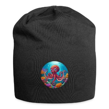 Poulpe dans le corail - Bonnet en jersey - noir - Devant