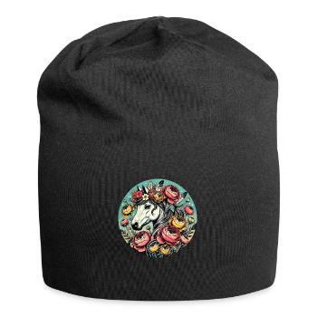 Cheval Floral - Bonnet en jersey - noir - Devant
