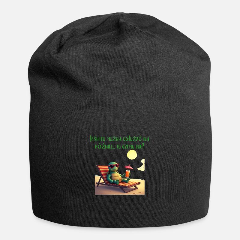 Entspannte Schildkröte - Jersey-Beanie - Schwarz
