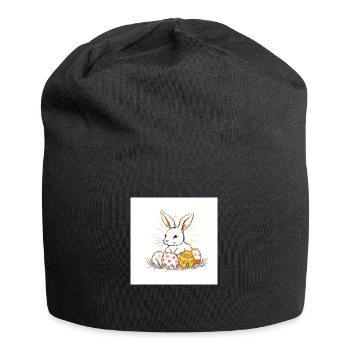 Kunterbuntes Osterfest - Jersey-Beanie - Schwarz - Vorne