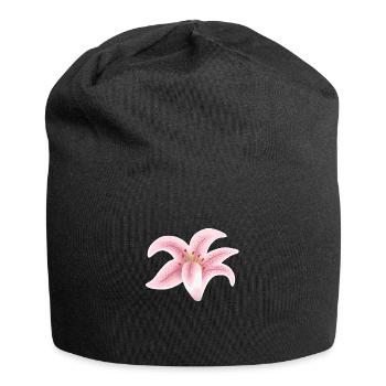 fleur de lys rose - Bonnet en jersey - noir - Devant