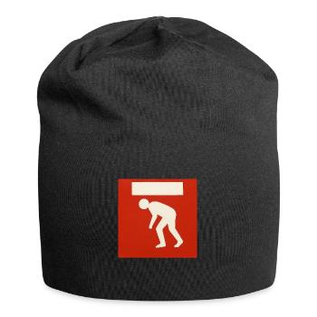 Passen Sie auf Ihren Kopf auf - Jersey-Beanie - Schwarz - Vorne