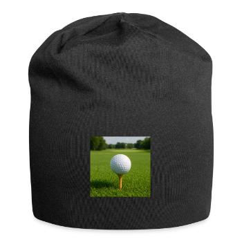 Sport - Golf, golf ball on tee - Jersey Beanie - black - Front