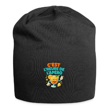 image c'est l'heure de l'apéro - Bonnet en jersey - noir - Devant