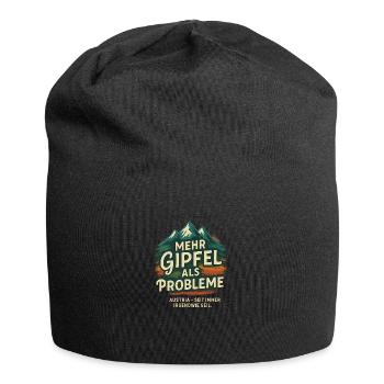 Mehr Gipfel als Probleme - Jersey-Beanie - Schwarz - Vorne