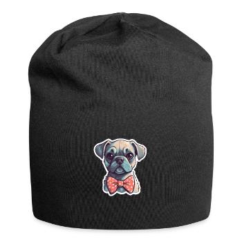 A cute dog wearing a bowtie - Jersey Beanie - black - Front