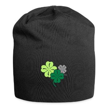 Glücks Kleeblatt - Geschenk zum Geburtstag - Jersey-Beanie - Schwarz - Vorne