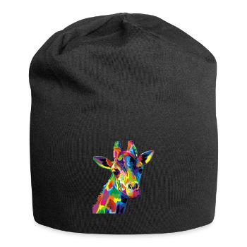 Verrückte Giraffe - Jersey-Beanie - Schwarz - Vorne