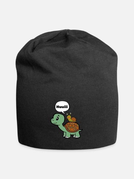 Lustige Schnecke auf Schildkröte - Jersey-Beanie - Schwarz