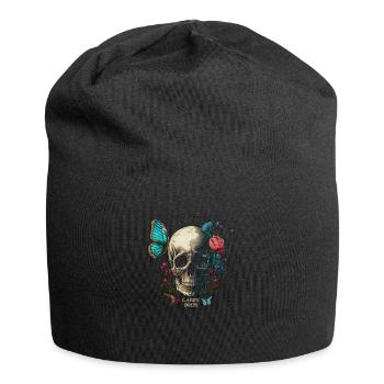 carpe diem - skull, butterfly, flowers - Jersey Beanie - black - Front