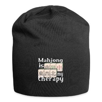 Mahjong est ma thérapie - Mahjong - Bonnet en jersey - noir - Devant