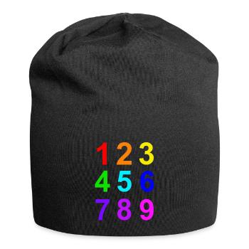 Zahlen 1 bis 9 Farben lernen - Jersey-Beanie - Schwarz - Vorne