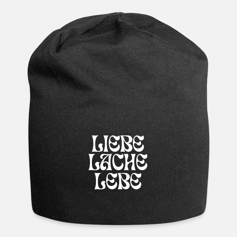 Liebe Lache Lebe - Jersey-Beanie - Schwarz