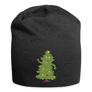Weihnachtsbaum - Jersey-Beanie - Schwarz - Vorne