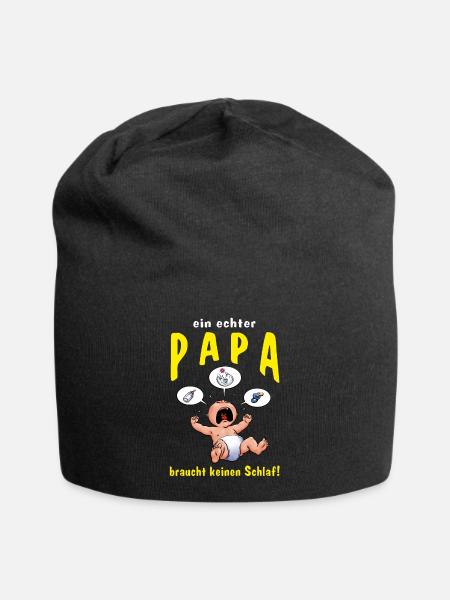 CD - ein echter Papa braucht keinen Schlaf - - - Jersey-Beanie - Schwarz