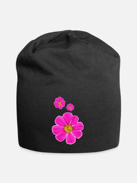 Blumen - Jersey-Beanie - Schwarz