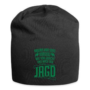 Nirgends wird so viel gelogen wie bei der Jagd - Jersey-Beanie - Schwarz - Vorne