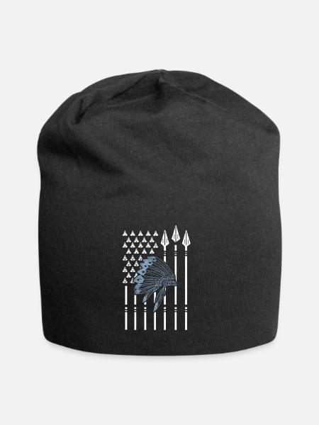 Drapeau amérindien amérindien - Bonnet en jersey - noir