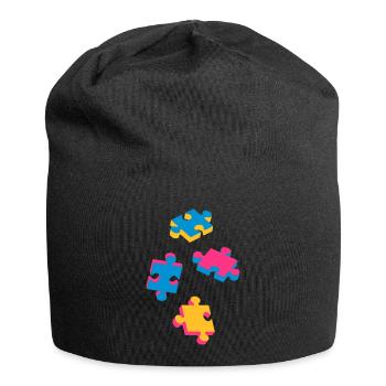 vier Puzzleteile - Jersey-Beanie - Schwarz - Vorne