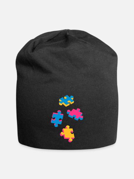four puzzle pieces - Jersey Beanie - black