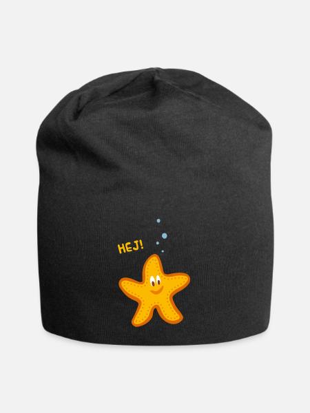 Lustiges Bild Seestern für Kinder oder Baby - Jersey-Beanie - Schwarz