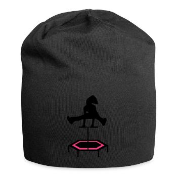 jumping trampoline girl jump jump gift - Jersey Beanie - black - Front