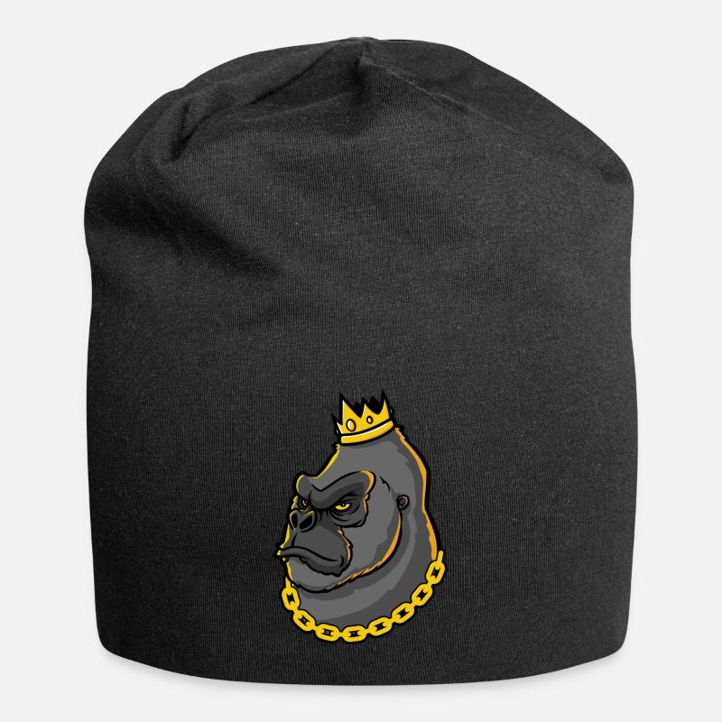 Gorilla King mit Krone - Jersey-Beanie - Schwarz