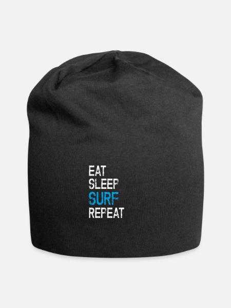 Surfer Surfen Surfbrett Surfing Grunge Geschenk - Jersey-Beanie - Schwarz