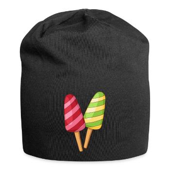 Eis Speiseeis Eiskrem Eiscreme Kugeleis Eisbecher - Jersey-Beanie - Schwarz - Vorne