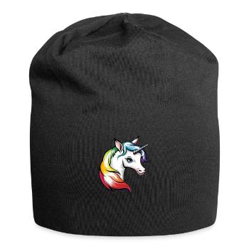 Colorful unicorn head - Jersey Beanie - black - Front