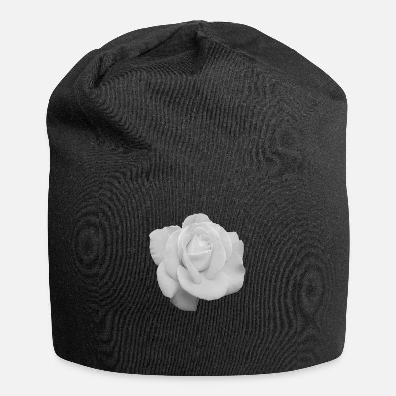 White Rose - Jersey Beanie - black