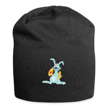 Hase häschen musik becken kinder geschenkidee - Jersey-Beanie - Schwarz - Vorne